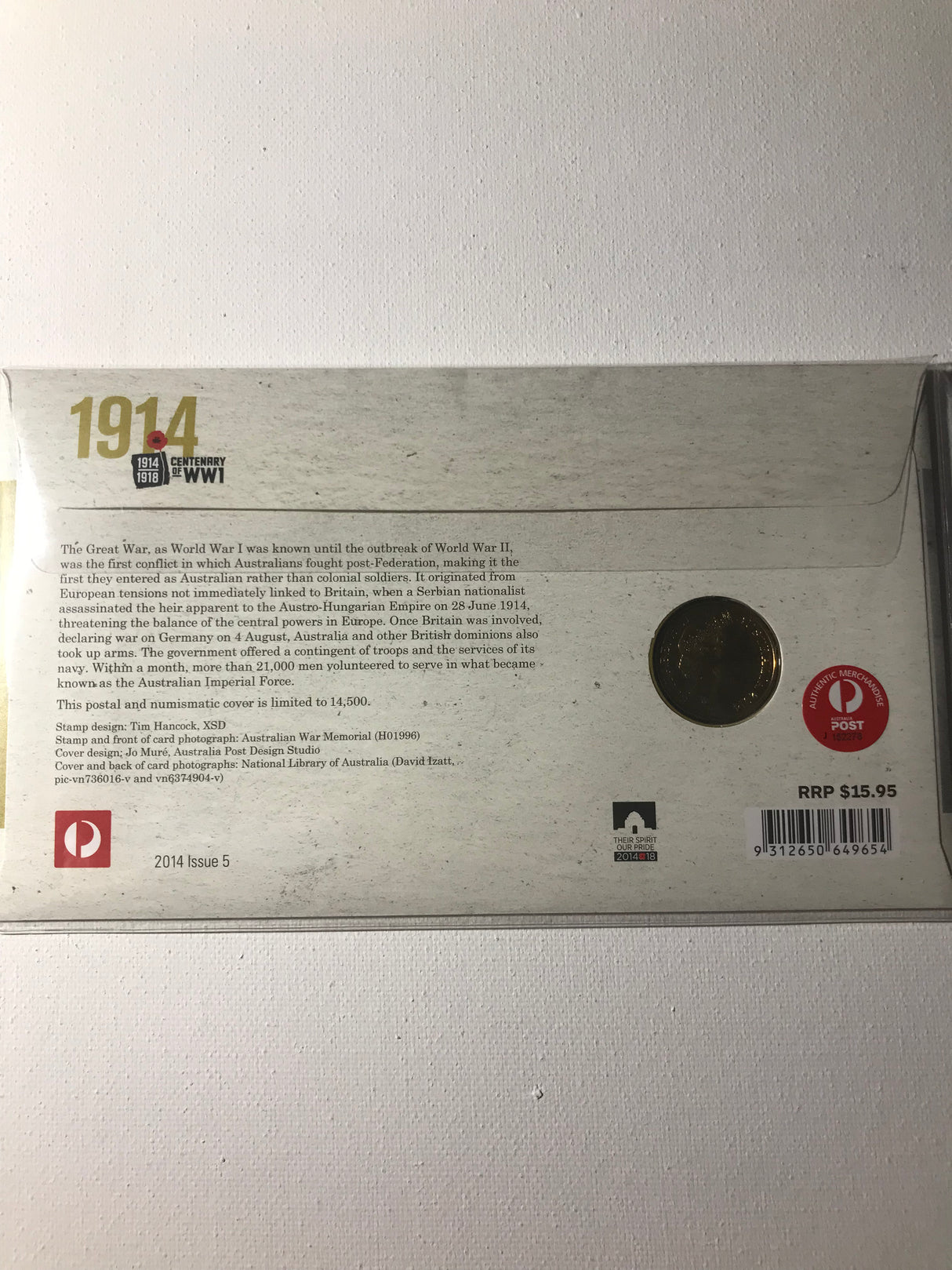 2014 PNC $1. Centenary of World War 1. Our Boys