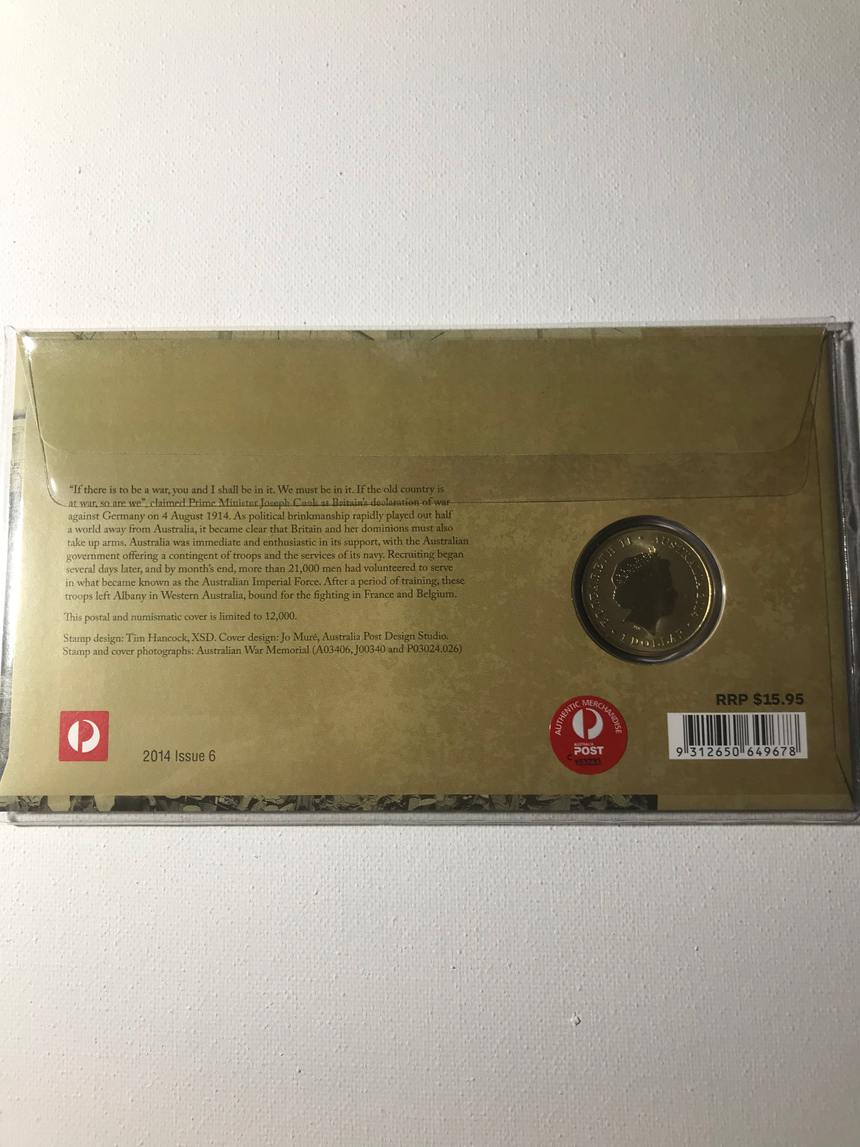 2014 PNC $1. Centenary of World War 1. War Declared.