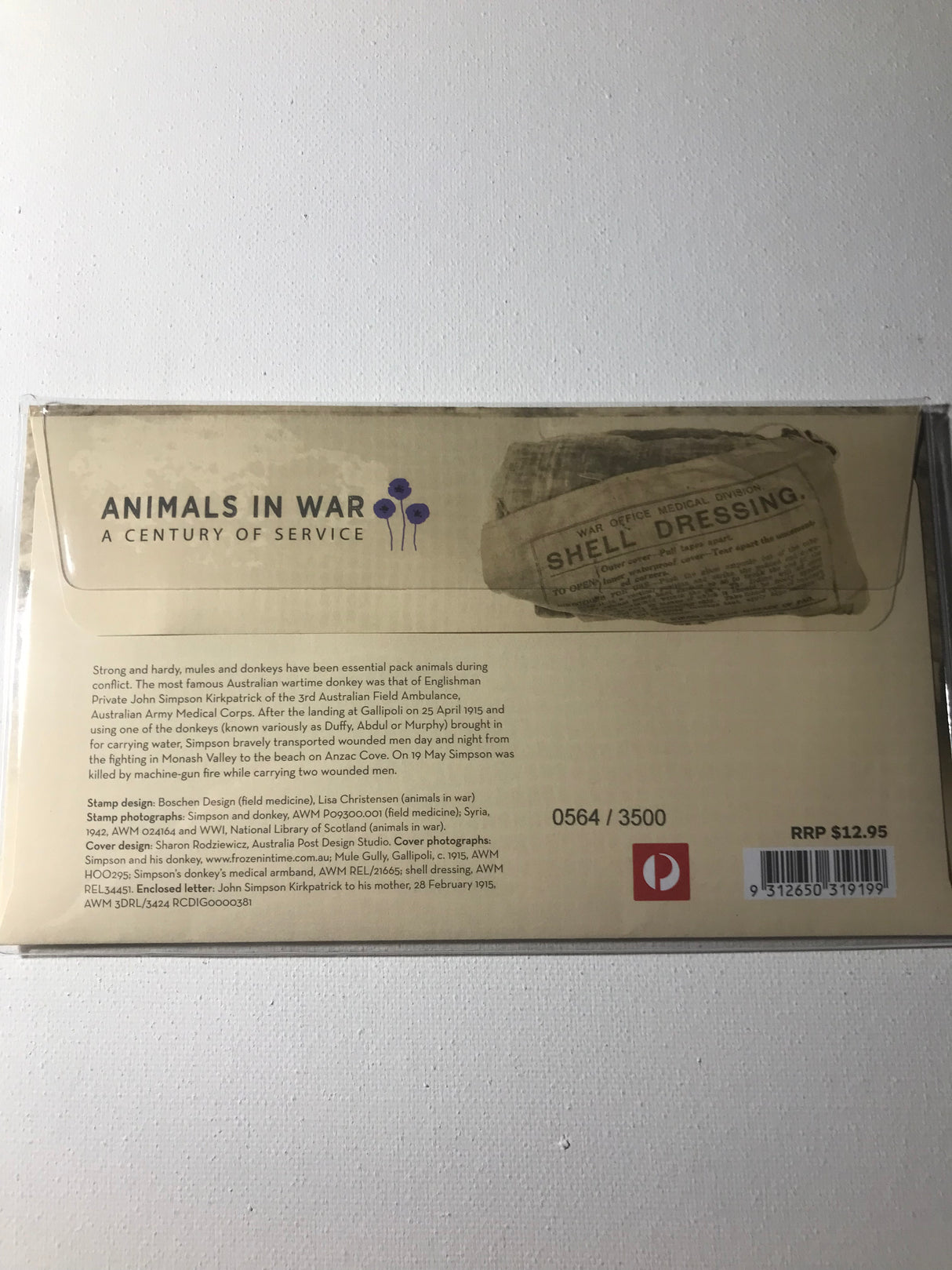 2015 FDC Simpson and his Donkey. Wartime Letters.