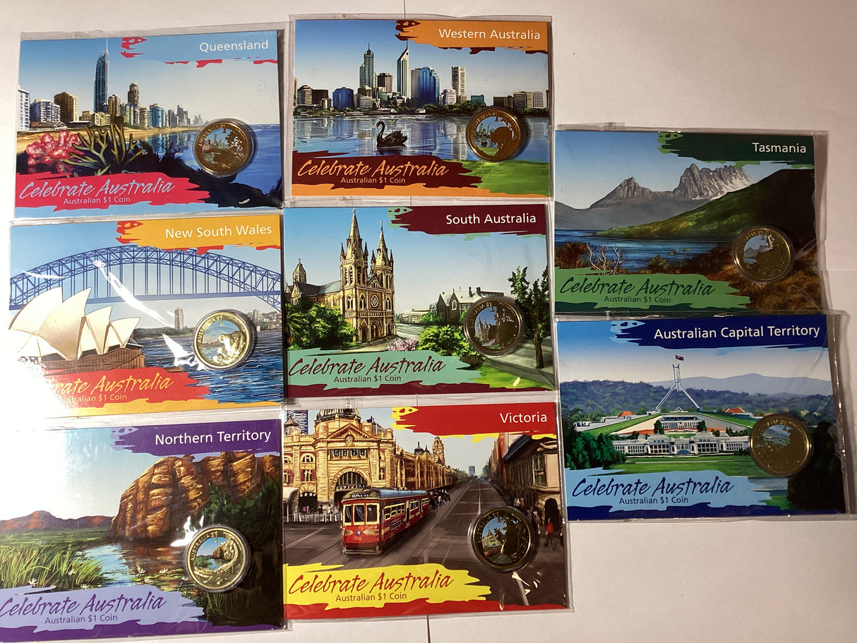 2009 $1 Celebrate Australia. State Series. Complete Set.