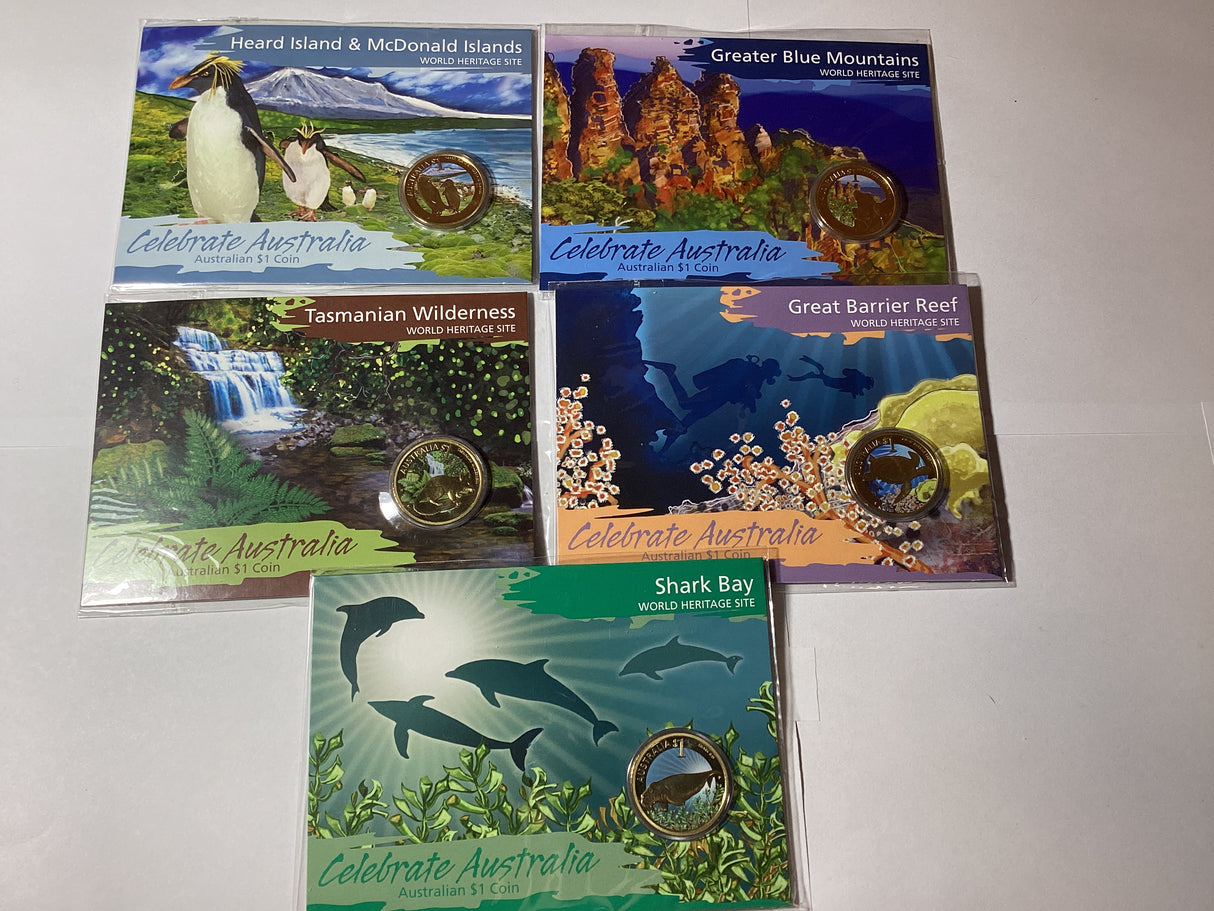 2010 $1 Celebrate Australia. World Heritage Site. Complete Set.