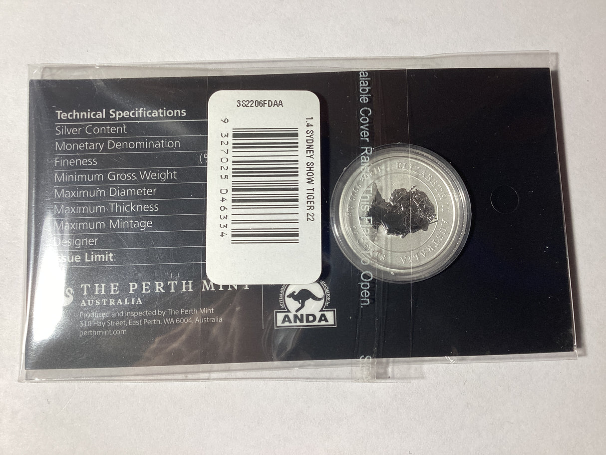 2021 25c Australian Lunar Series. Year of the Tiger. 1/4 Ounce Silver. ANDA Sydney.