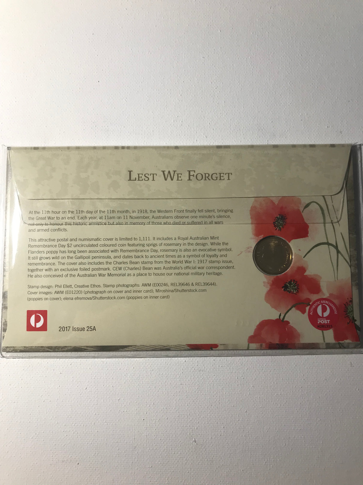 2017 PNC $2 Rosemary Lest We Forget. Impressions 1111 made