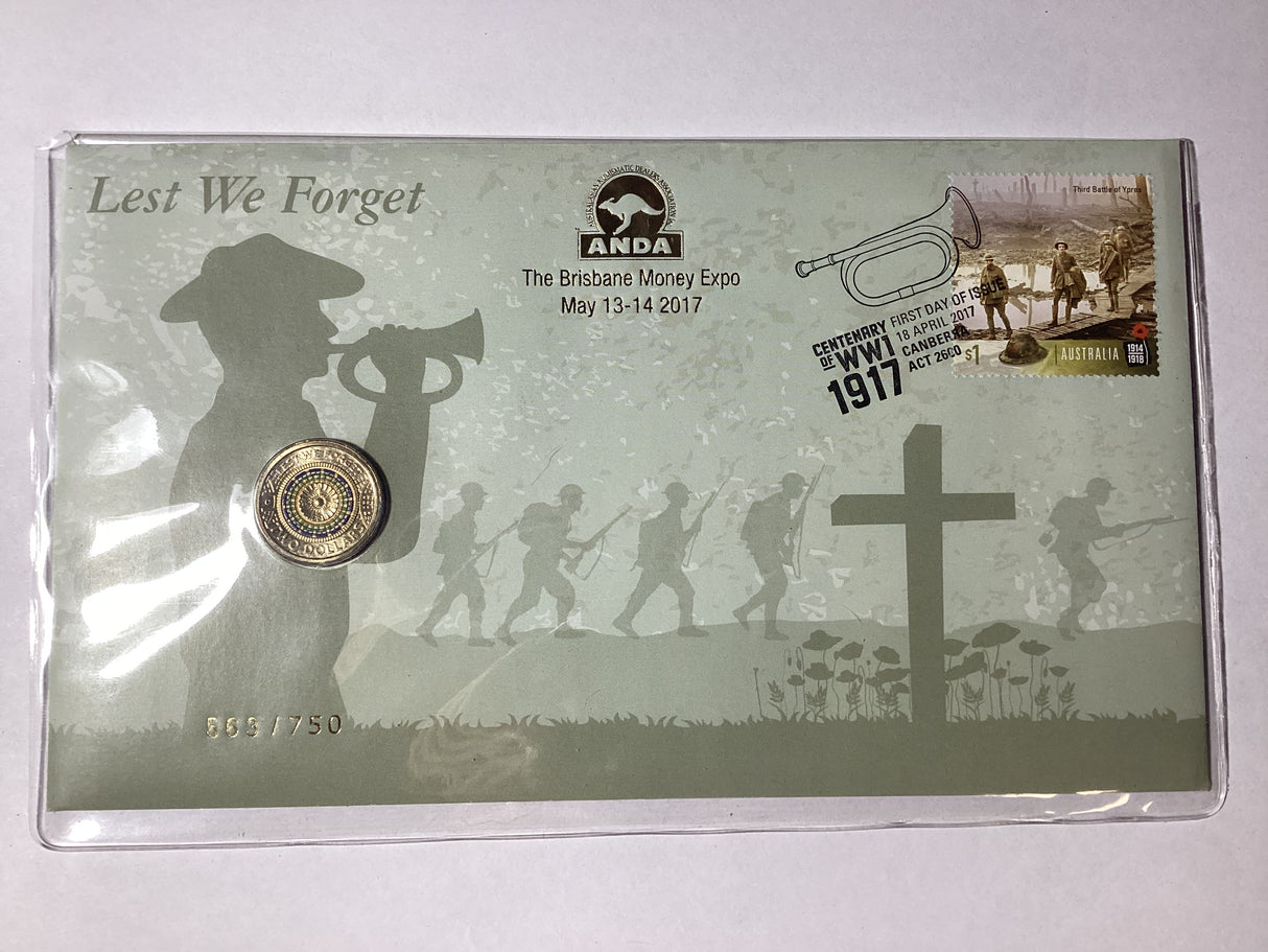 2017 $2 PNC. 'C' mintmark. Lest We Forget. Mosiac. ANDA Brisbane.