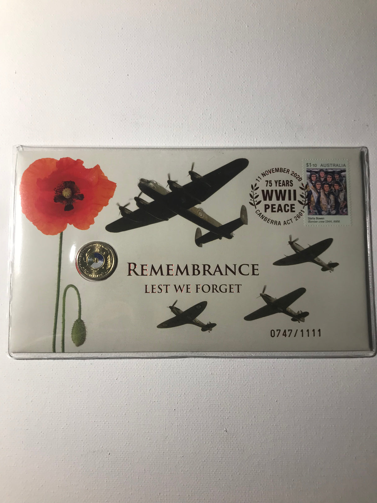 2020 PNC $2 Remembrance Lest We Forget. World War Two. Impressions 1111 made