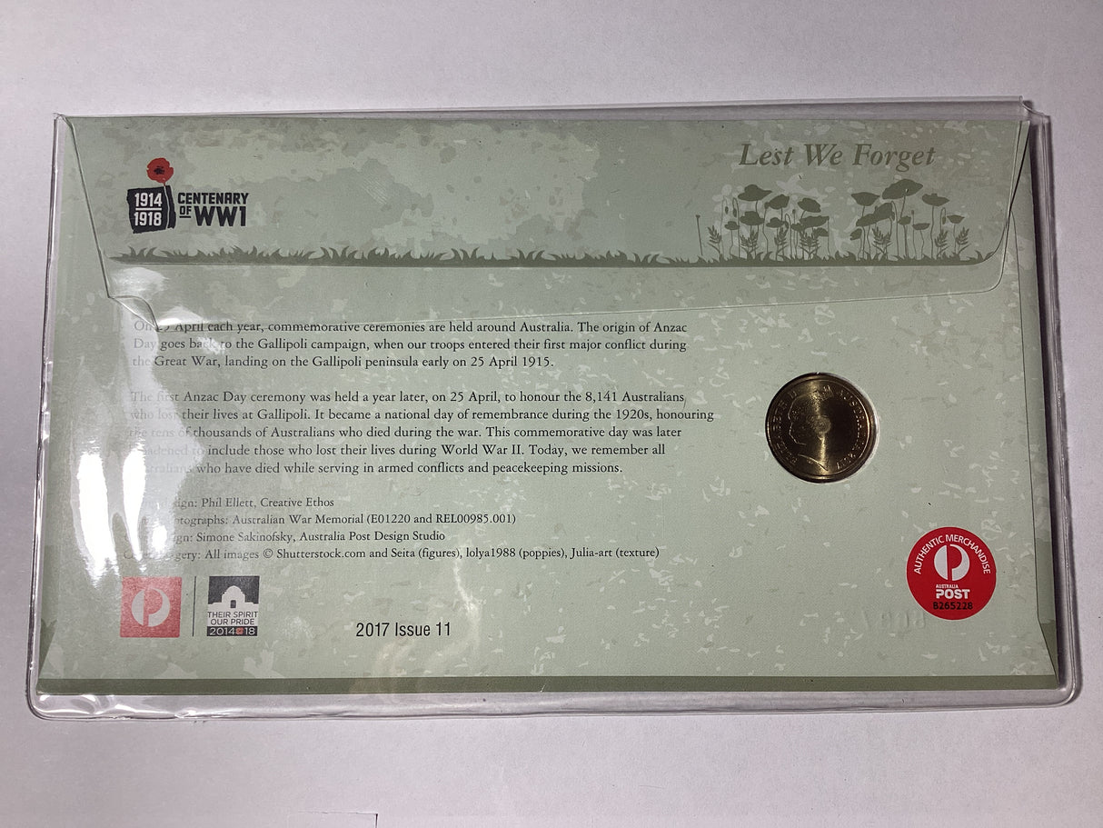 2017 $2 PNC. 'C' mintmark. Lest We Forget. Mosiac. ANDA Brisbane.