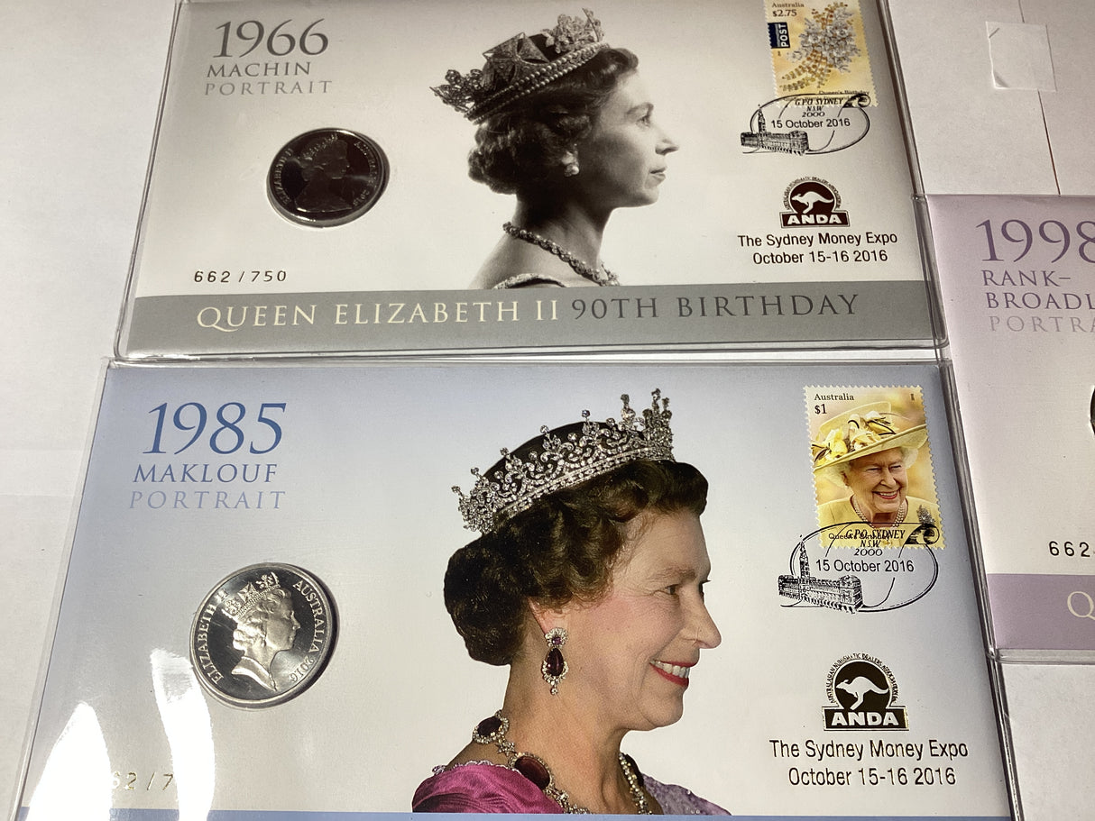 2016 PNC Trio. 1966 Machin, 1985 Maklouf, 1998 Rank-Broadley Portraits. ANDA Sydney.