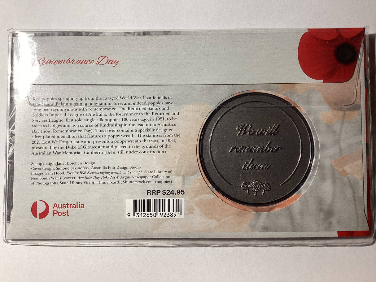 2021 Remembrance Day. We Will Remember Them PNC/PMC. 2000 mintage.
