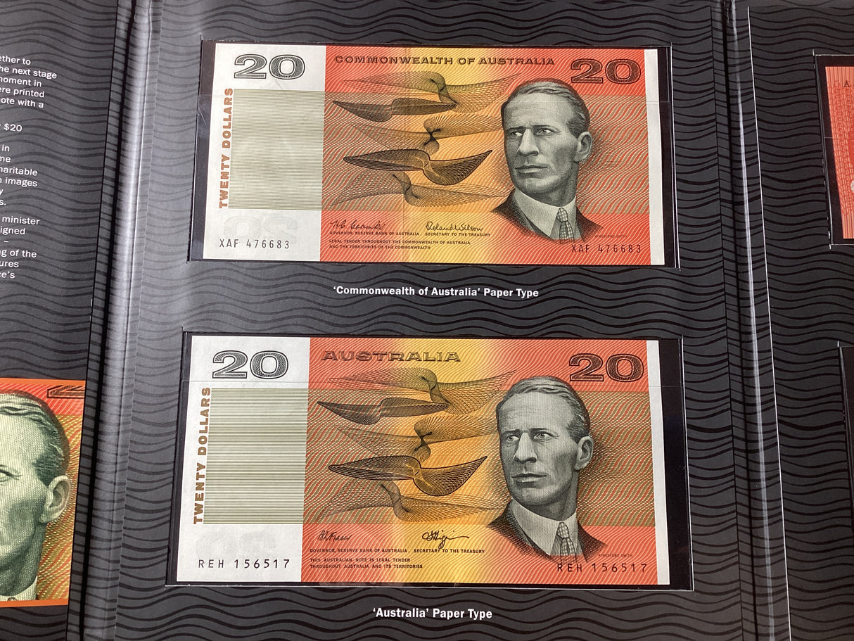 Australian $20 Banknote Type Set.
