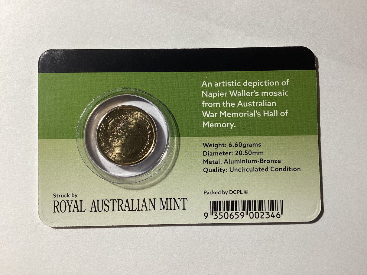 2017 $2 Lest We Forget. Mosaic. Hall of Memory Uncirculated Coin. Downies.