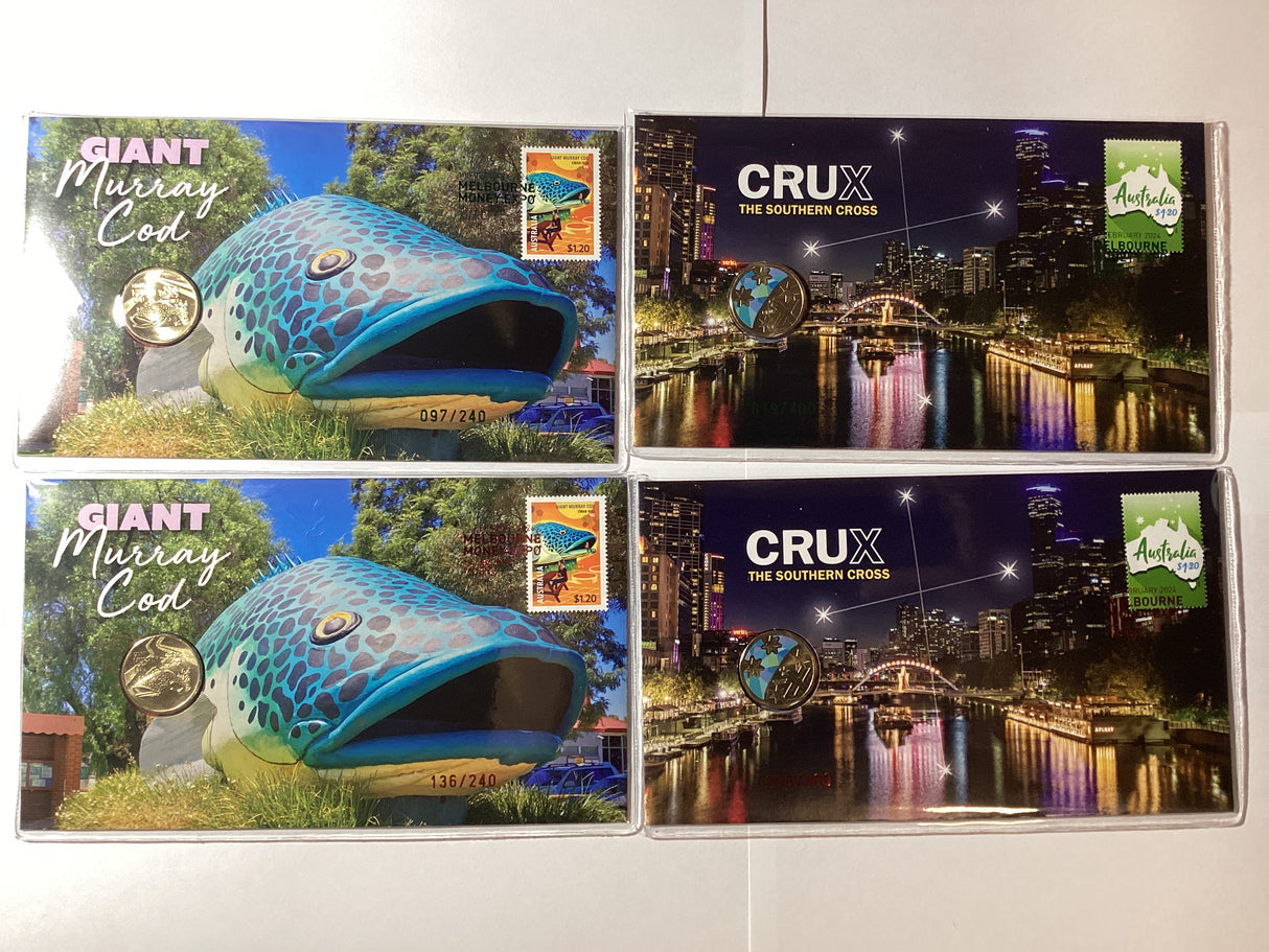2024 ANDA Melbourne. Giant Murray Cod/Coloured Crux Complete Set. 4 PNCs. Both Days.