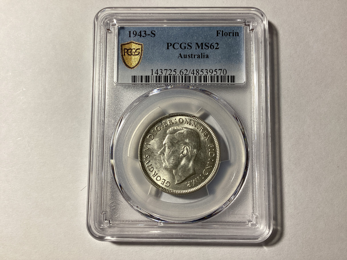1943-S Australian Florin. PCGS MS62