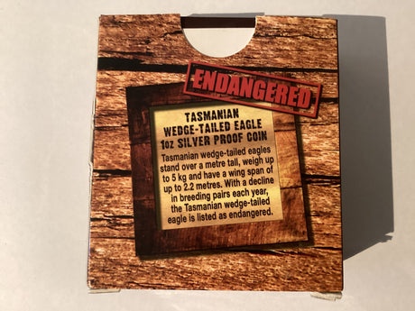 2012 1oz Silver Proof Coin. Endangered Species. Tasmania Wedge-Tailed Eagle.