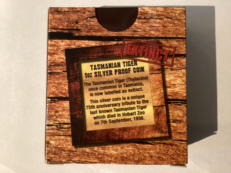 2012 1oz Silver Proof Coin. Extinct Species. Tasmania Tiger.