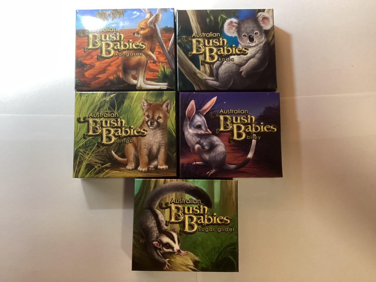 2010/2011 Australian Bush Babies I. 5 Coloured Silver Proof Coin Collection.