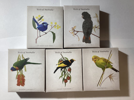 2013 Birds of Australia. 5 Coloured Silver Proof Coin Collection.