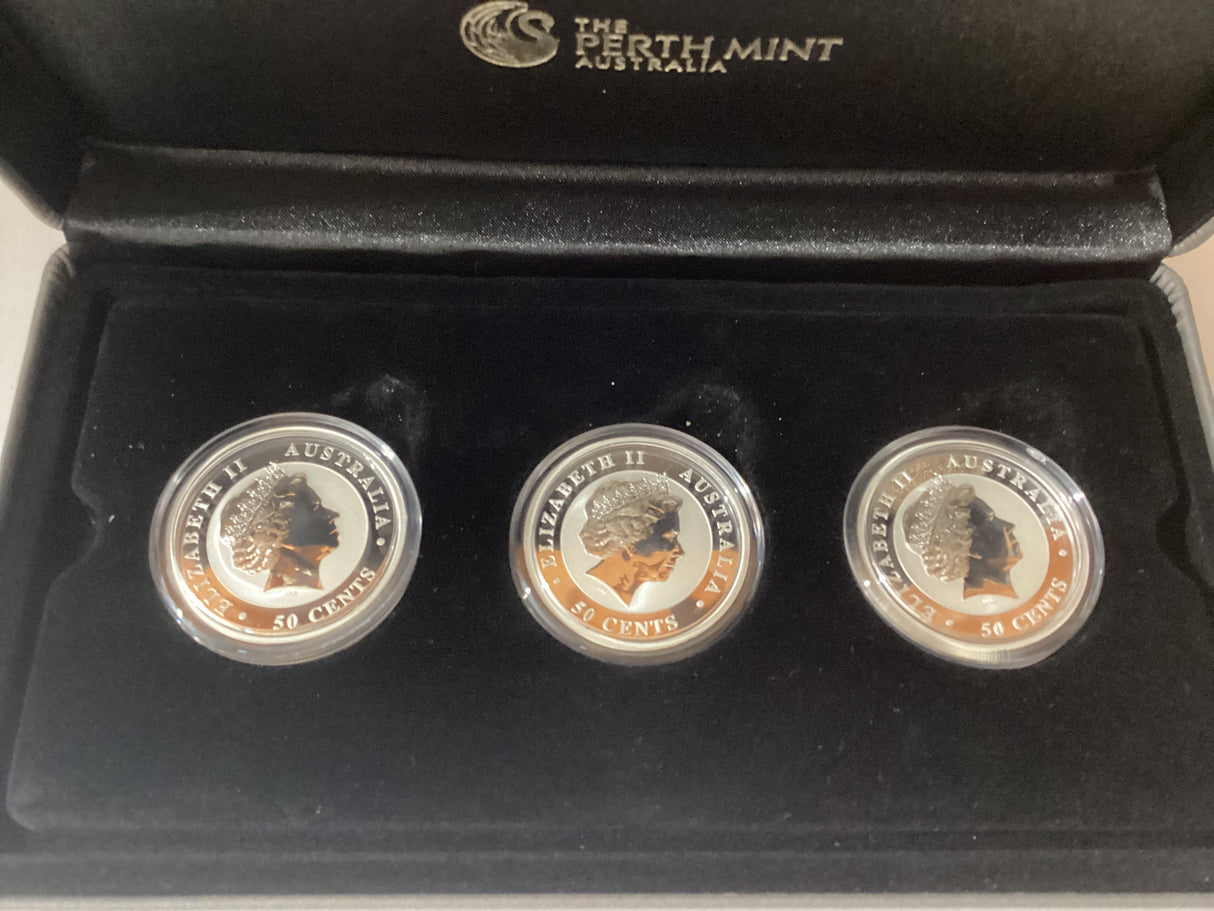 2012 Australian Outback Coloured Silver Coin Collection. Three Coin Set.