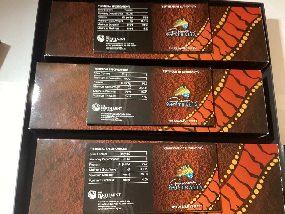 2009-2011 15 Silver Proof Coloured Coin Collection. Discover Australia.