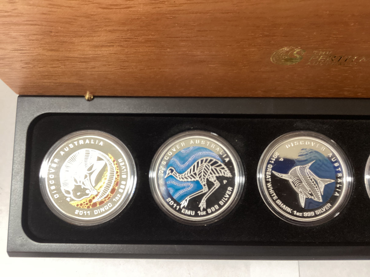 2009-2011 15 Silver Proof Coloured Coin Collection. Discover Australia.