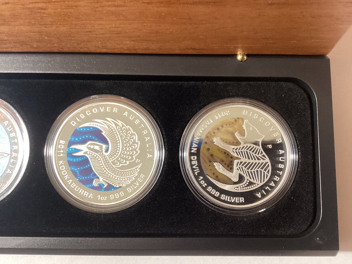 2009-2011 15 Silver Proof Coloured Coin Collection. Discover Australia.