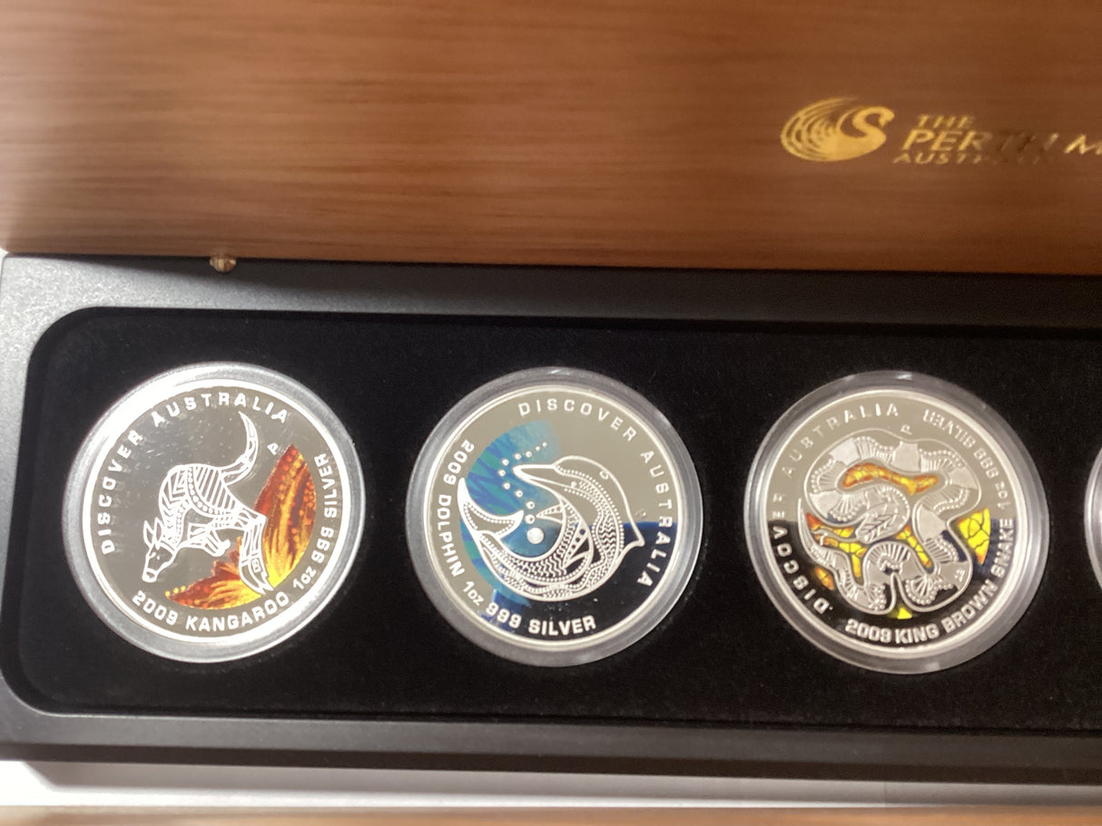 2009-2011 15 Silver Proof Coloured Coin Collection. Discover Australia.