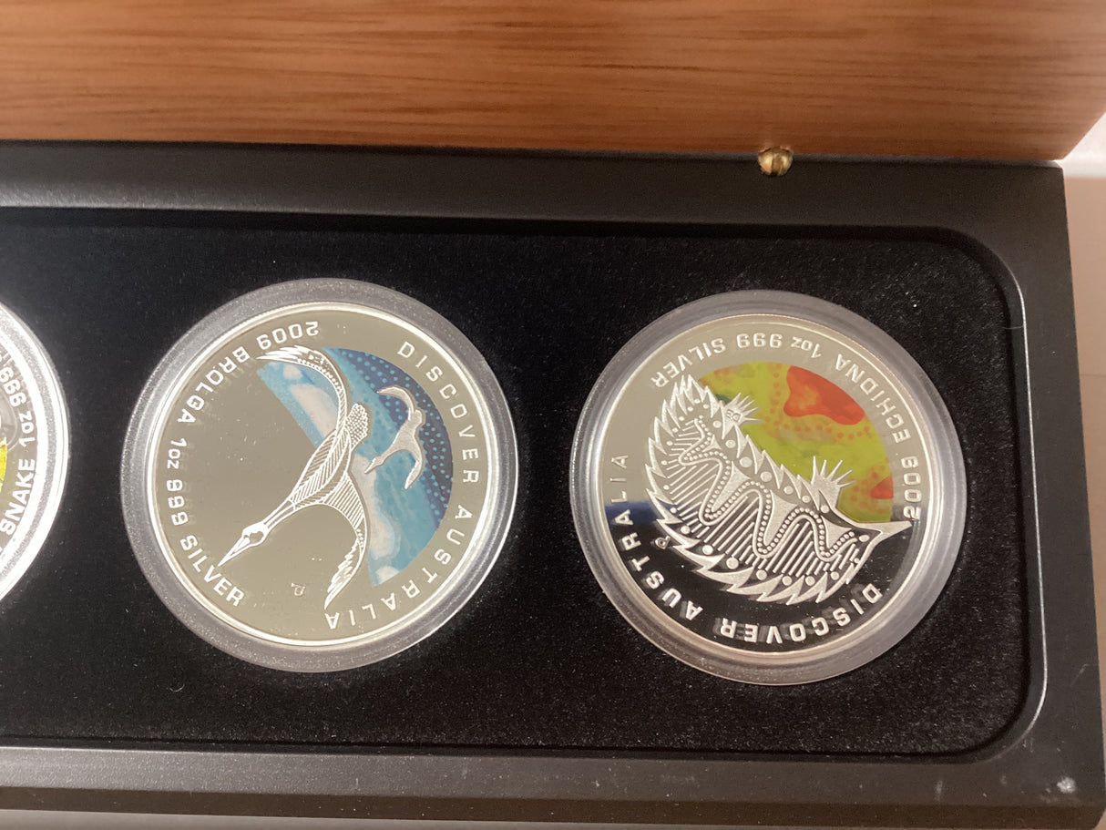 2009-2011 15 Silver Proof Coloured Coin Collection. Discover Australia.