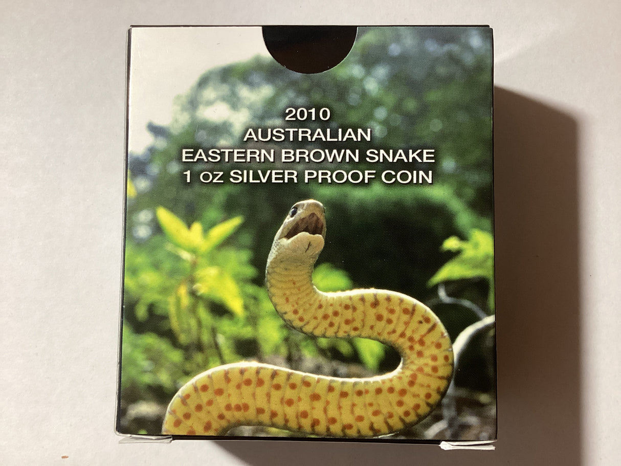 2010 $1 1oz Silver Proof Coin. Deadly and Dangerous. Eastern Brown Snake.