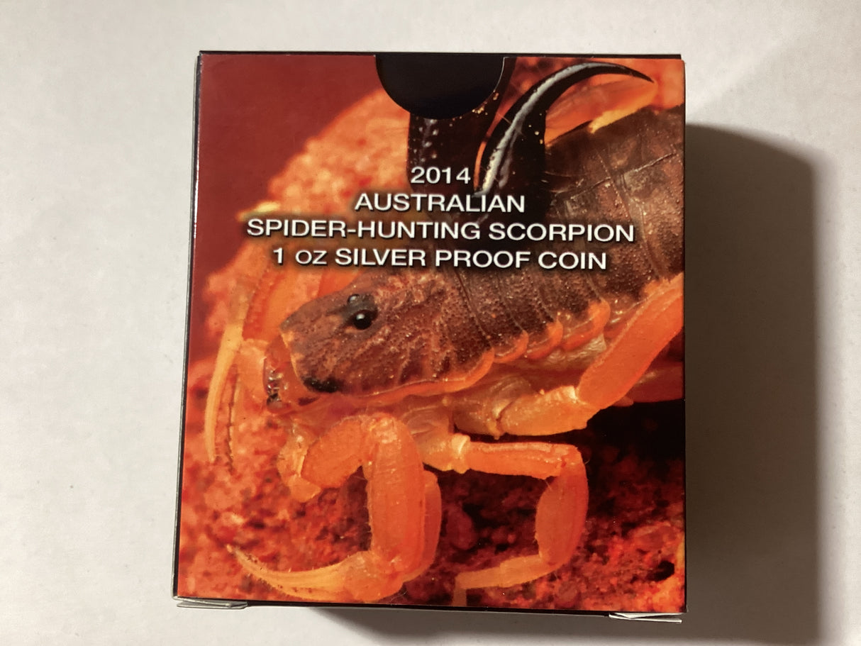 2014 $1 1oz Silver Proof Coin. Deadly and Dangerous. Spider-Hunting Scorpion.