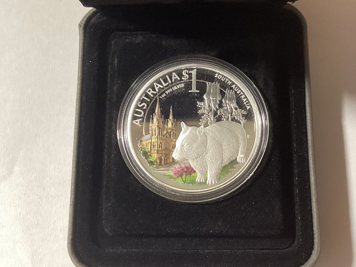 2010 $1 Celebrate Australia. South Australia. 1oz Silver Proof Coin.