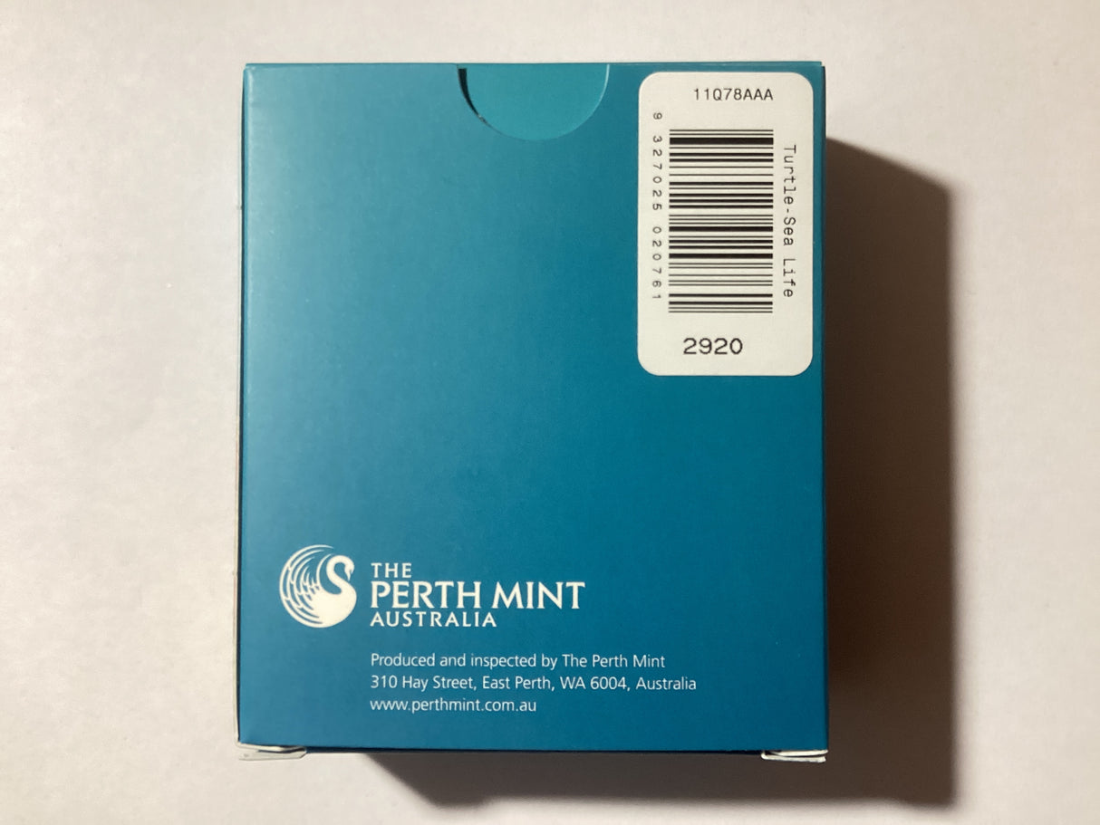 2011 50c 1/2oz Silver Proof Coin. Australian Sea Life II. The Reef. Hawksbill Turtle.