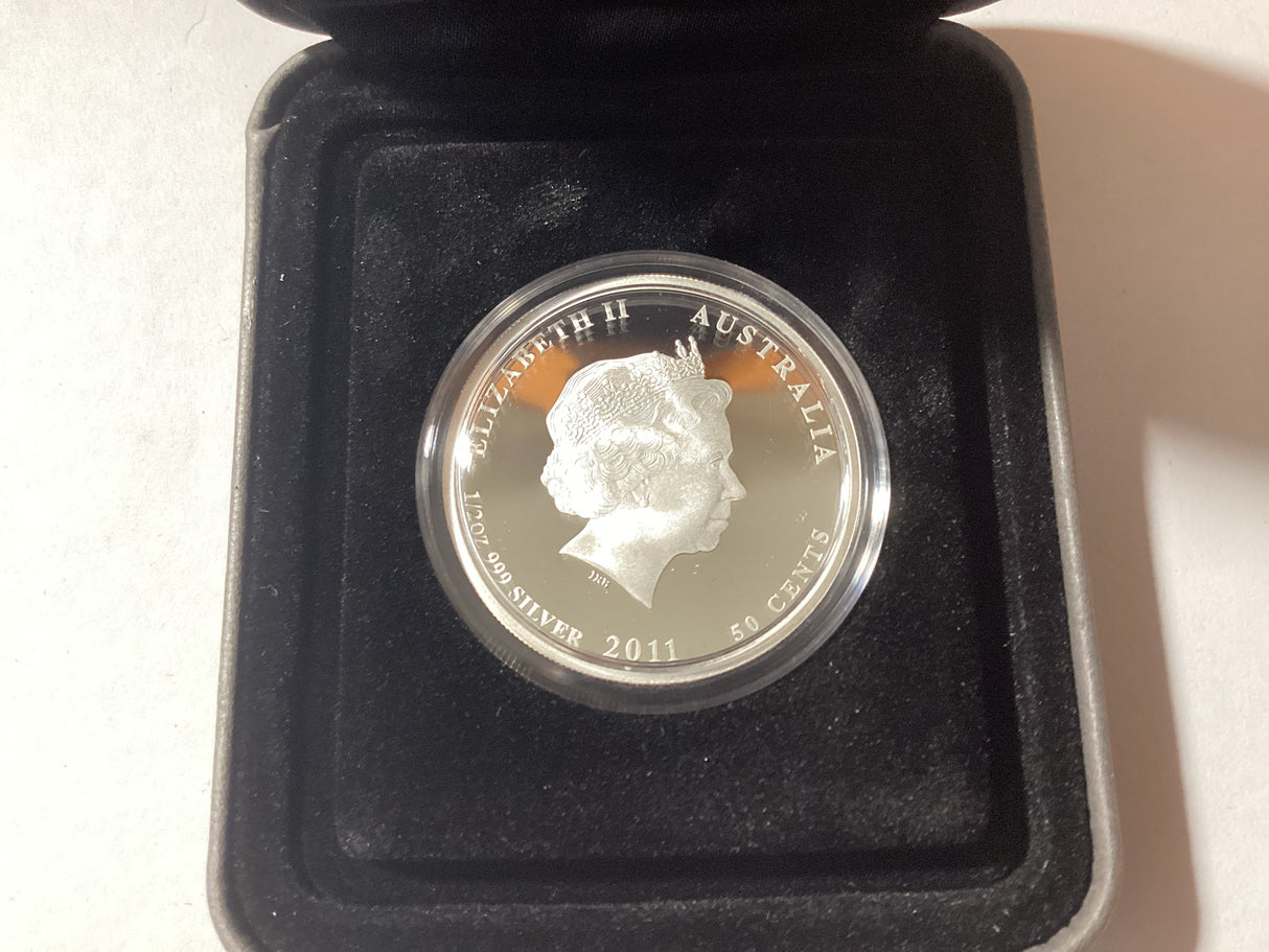 2011 50c 1/2oz Silver Proof Coin. Australian Sea Life II. The Reef. Hawksbill Turtle.