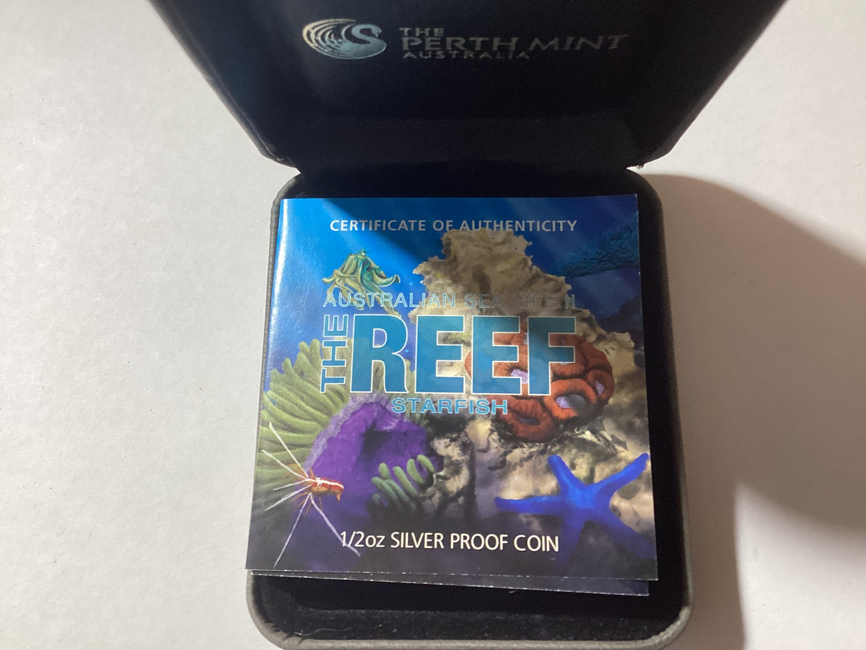 2011 50c 1/2oz Silver Proof Coin. Australian Sea Life II. The Reef. Starfish.