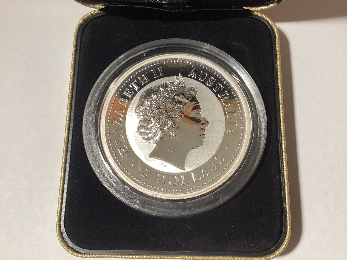 2006 $2 Lunar Series. Year of the Dog Coloured Edition. 2oz Silver Proof Coin. ANDA Release.