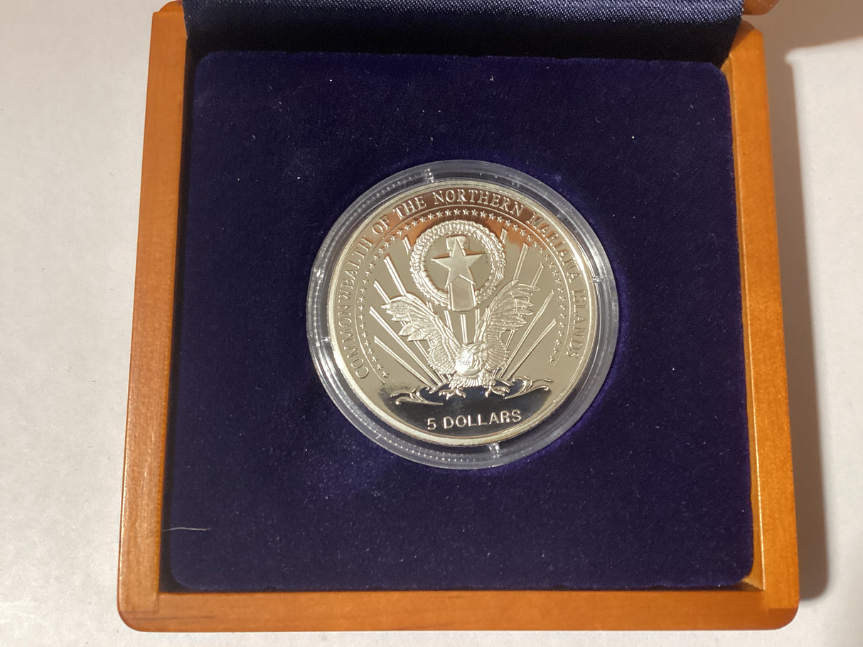 2005 $5 Silver Proof Coin. Pearl Diving Coin with a Real Pearl.