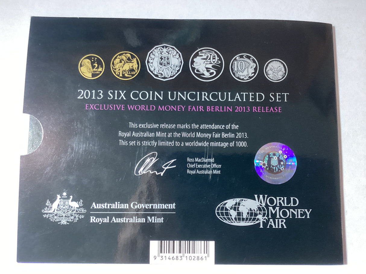 2013 Australian Uncirculated Set. World Money Fair Berlin Special Release.