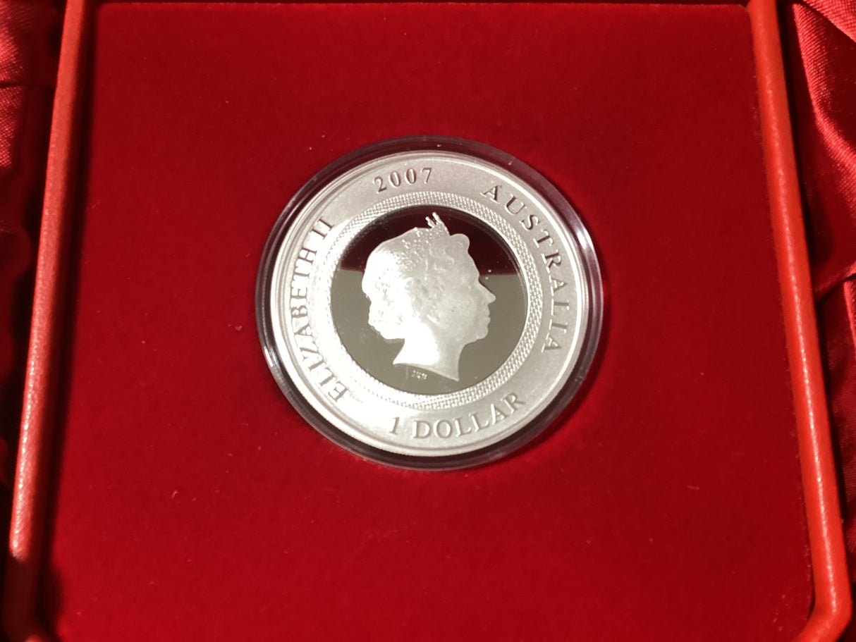 2007 $1 Year of the Pig 1oz Lenticular Coin. Silver Proof Coin.