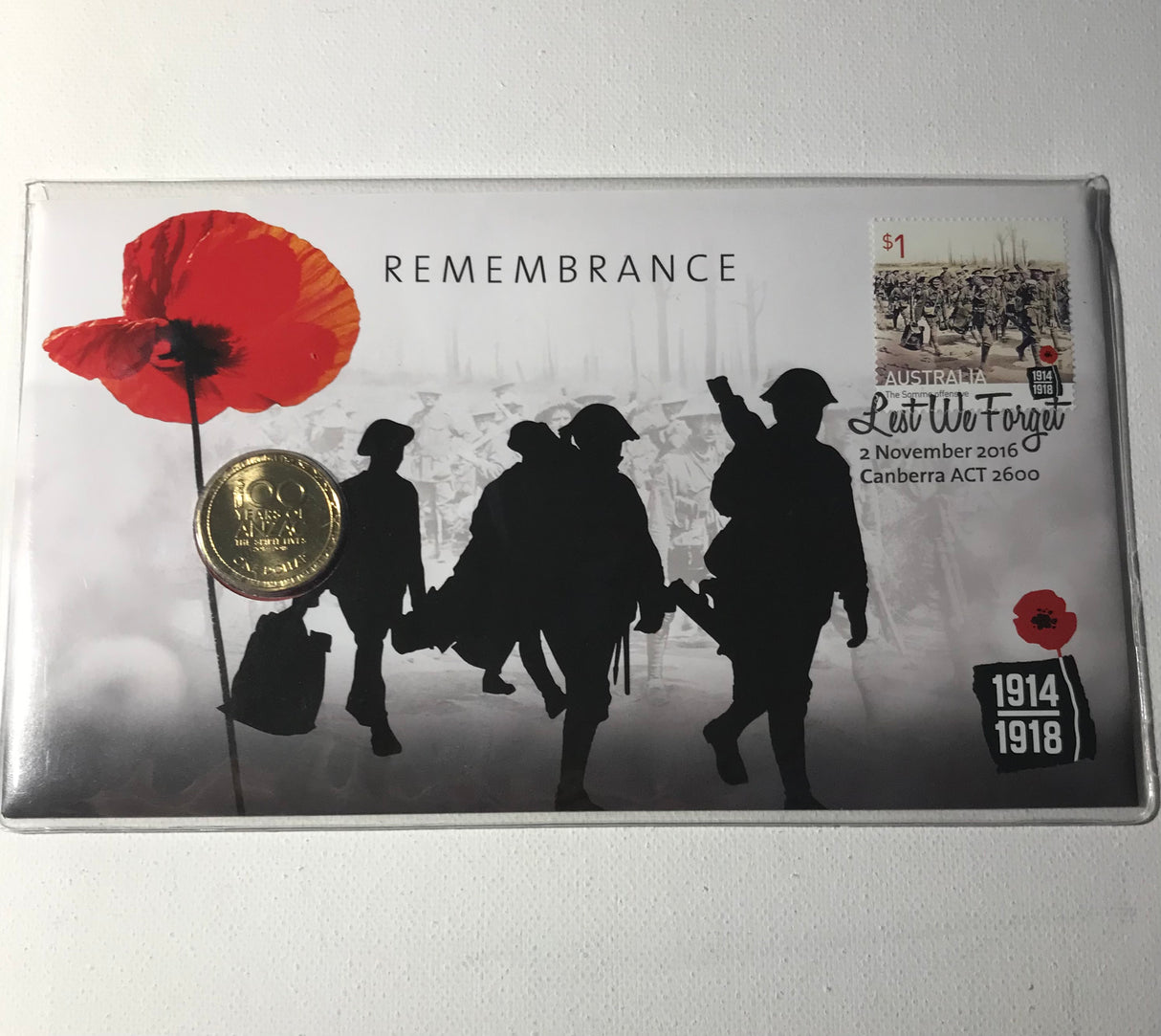 2016 PNC $1 Remembrance. Lest We Forget. 100 Years of ANZAC