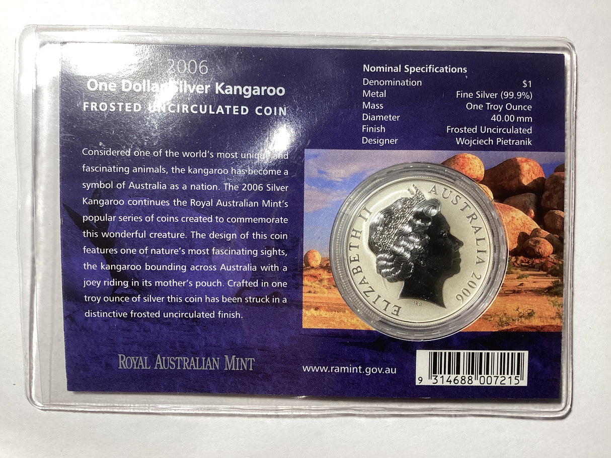 2006 $1 Silver Kangaroo Frosted Uncirculated Coin