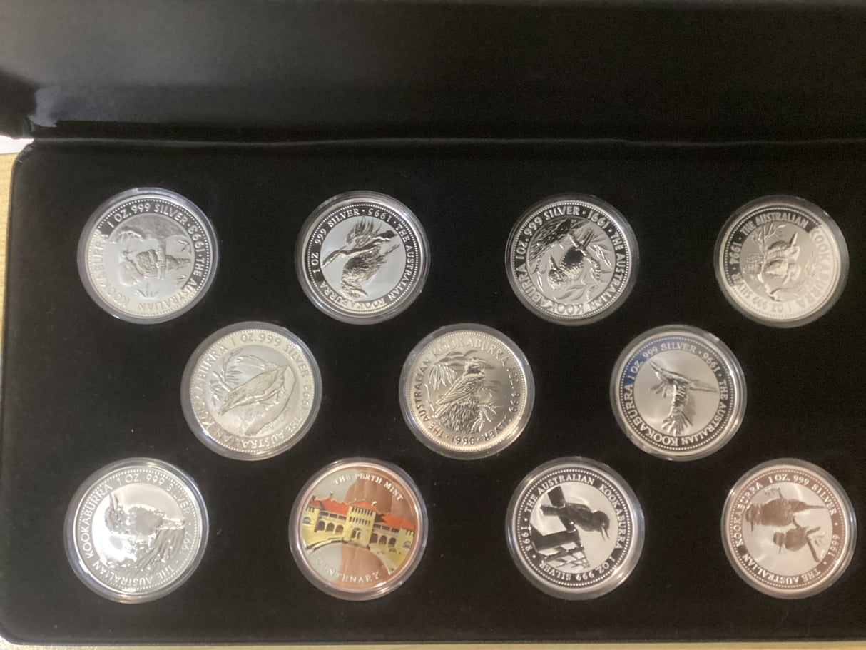 The Australian Silver Kookaburra Coin Collection. 11 ounces of pure silver