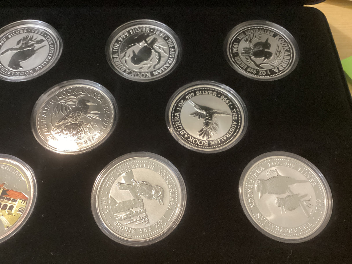 The Australian Silver Kookaburra Coin Collection. 11 ounces of pure silver