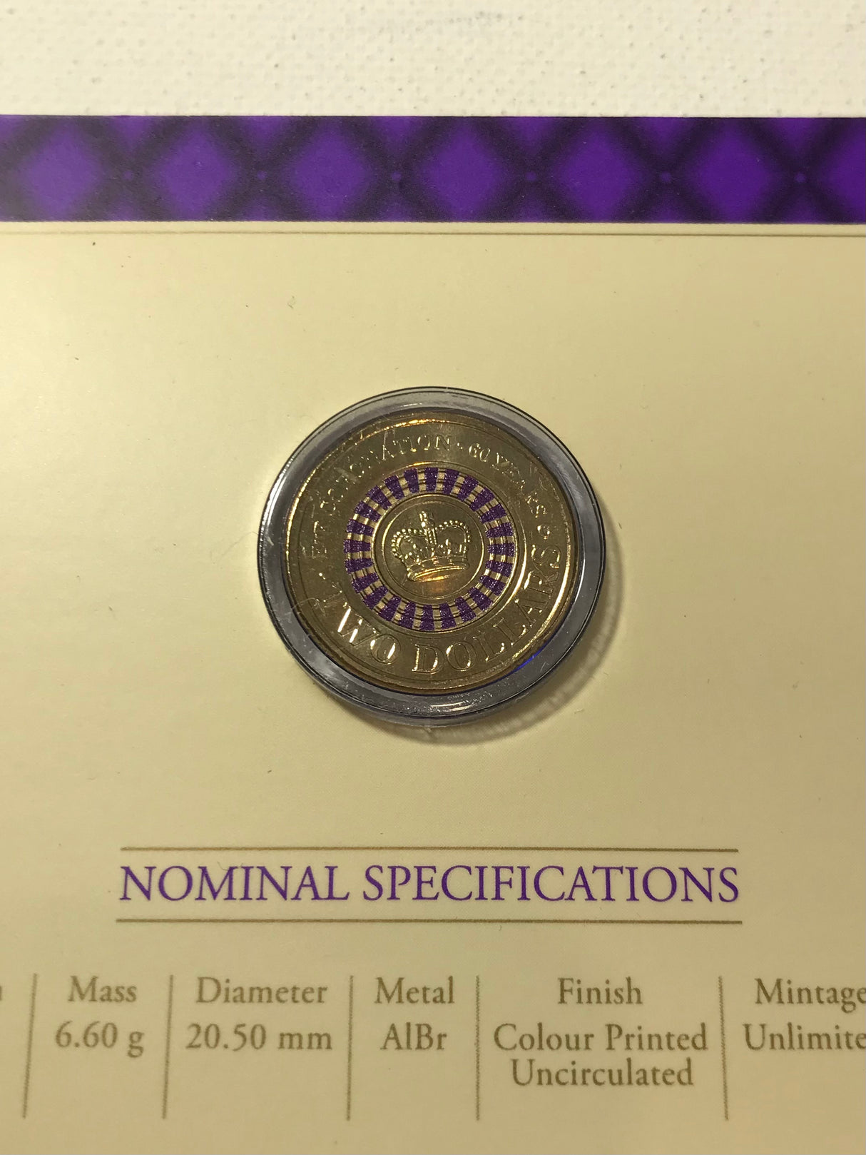 2013 $2 Coronation 'C' Mintmark Carded Coin