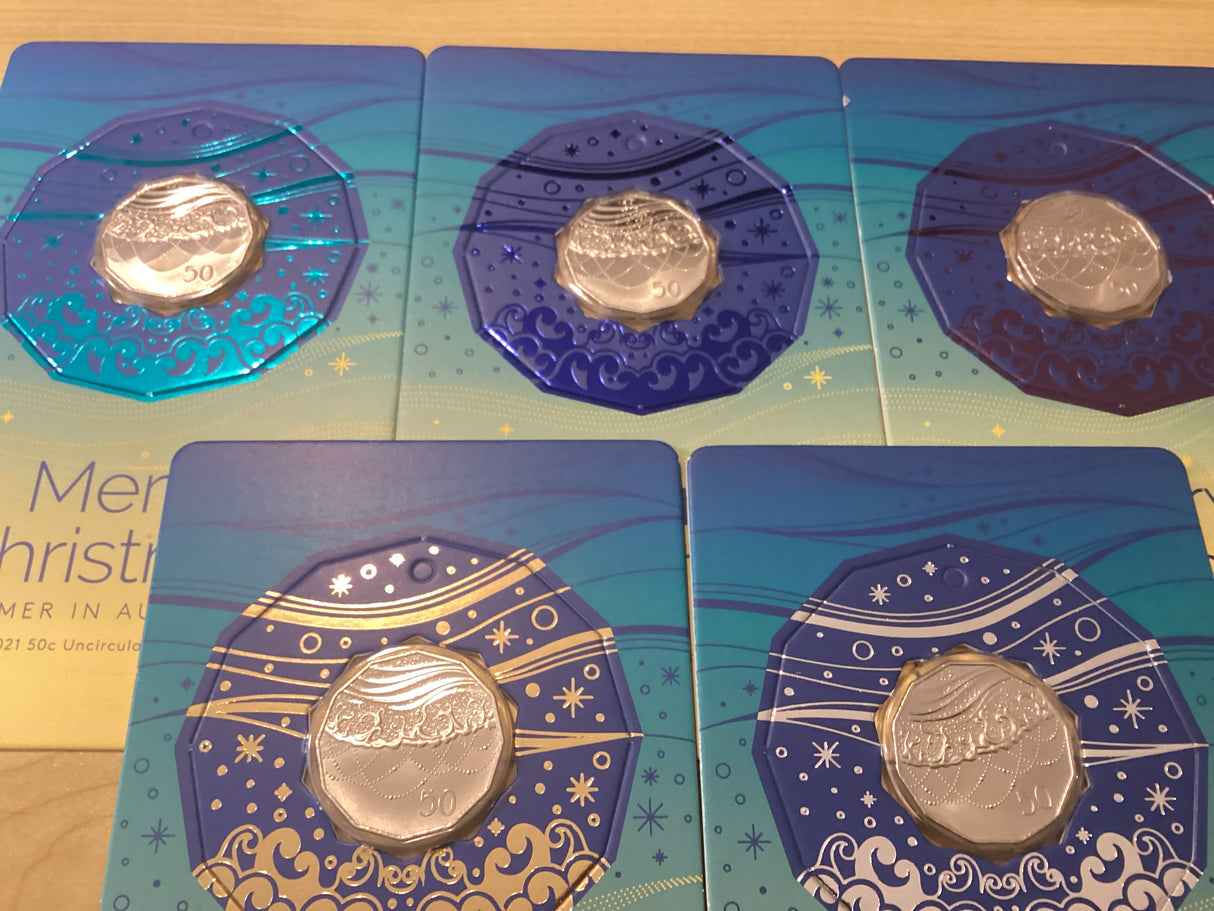 2021 50c Merry Christmas Carded Coins - Full Set