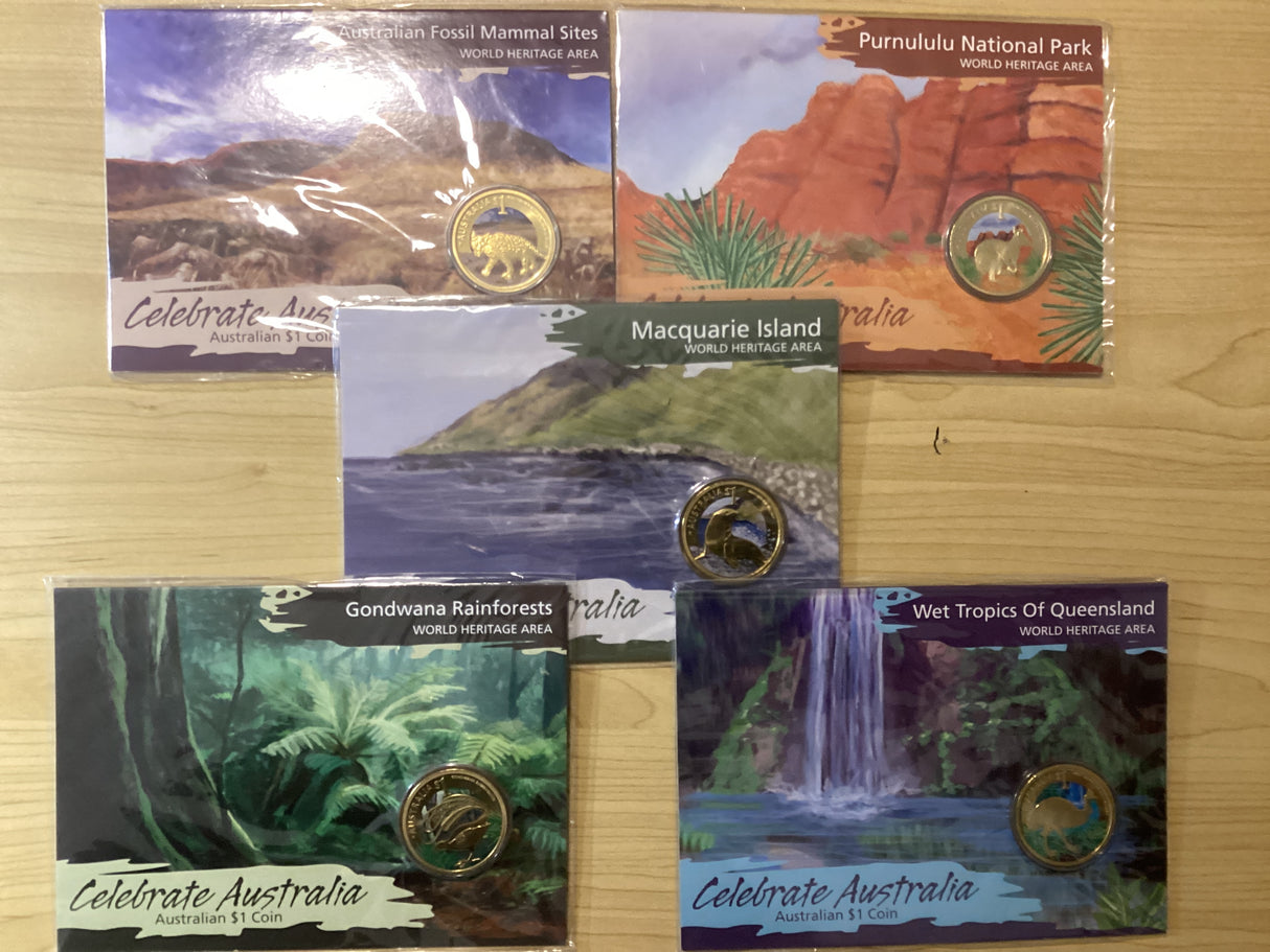 2011 $1 World Heritage Set of 5 Carded Coins