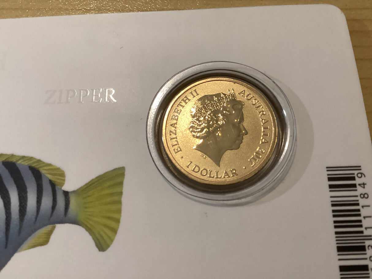 2017 $1 Z is for Zebra Fish Coloured Carded Coin