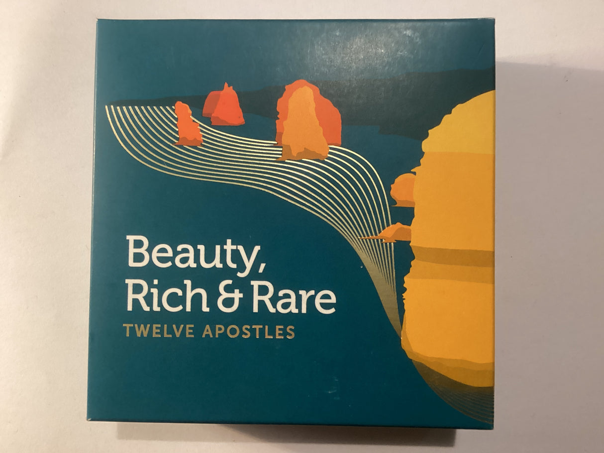 2023 $5 1oz Silver Coloured Proof Domed Coin. Beauty, Rich, Rare. Twelve Apostles.