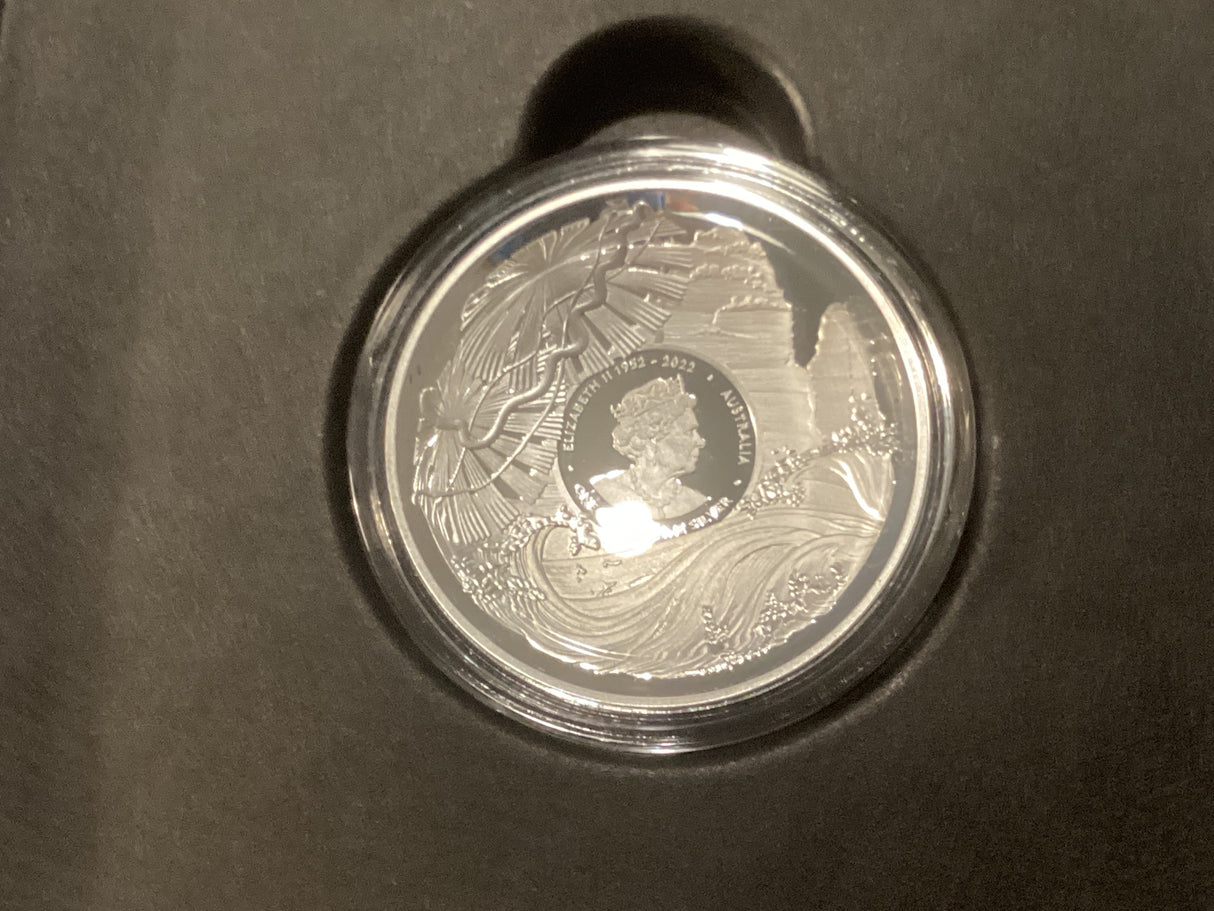 2023 $5 1oz Silver Coloured Proof Domed Coin. Beauty, Rich, Rare. Twelve Apostles.