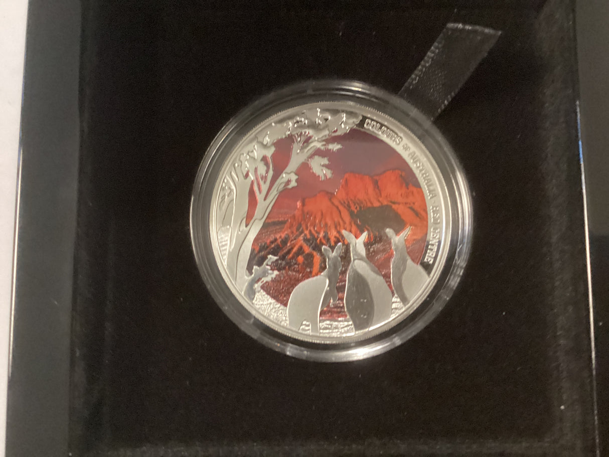 2024 $1 1oz Silver Proof Coin. Colours of Australia. Red Centre.