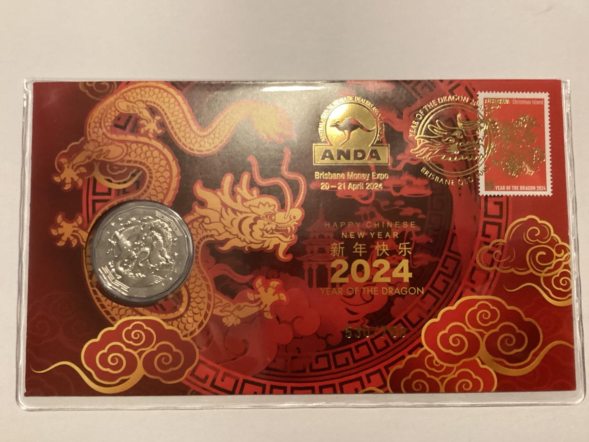2024 50c Happy Chinese New Year PNC. ANDA Brisbane. 