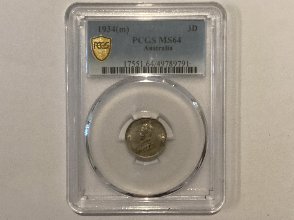 1934(m) Australian Threepence 3d. MS64.