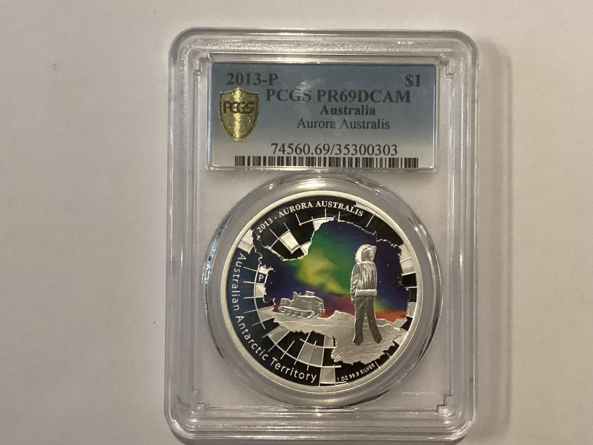 2013-P $1 1oz Silver. Aurora Australis. PR69DCAM